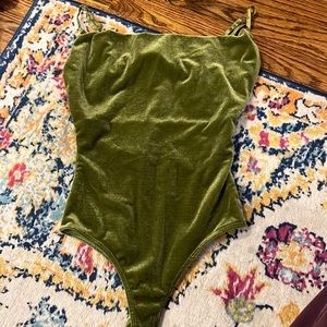 Green velvet bodysuit